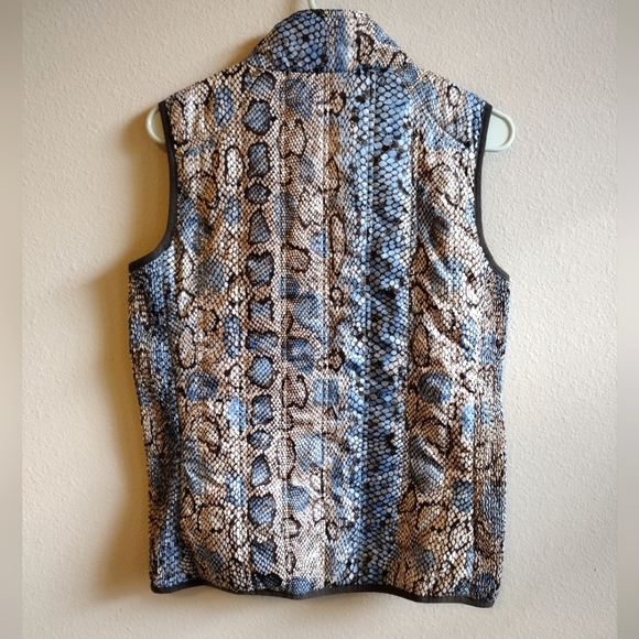 GG blue Women's beige blue Snake print Vest with asymmetrical zipper size M - Picture 3 of 7